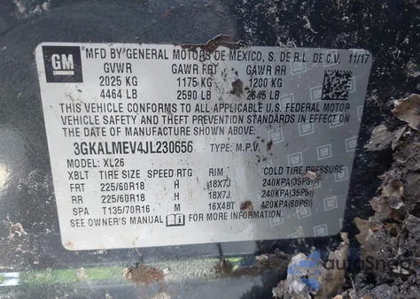 2018 GMC Terrain Sle из США, поврежденный, VIN 3GKALMEV4JL230656